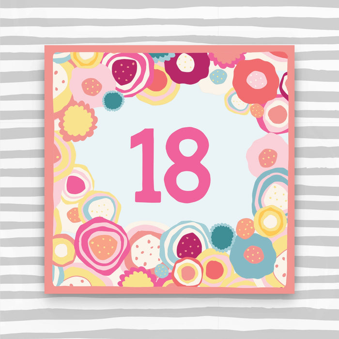 CK019-Molly Mae-18Th Birthday Card - Circle Pattern Birthday Card-Card-Clockwise Blue Skies