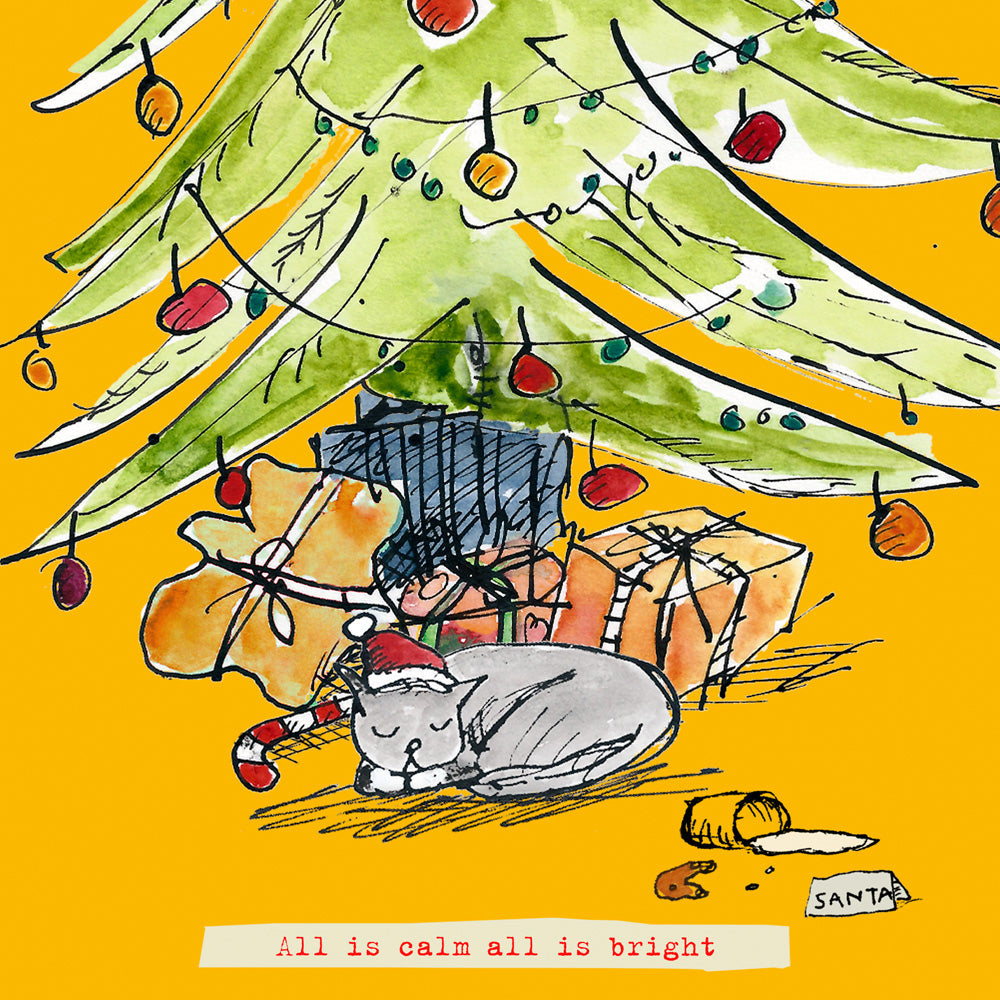 FP2045-Poet and Painter-Christmas Tree Cat-Xmas Card-Motley