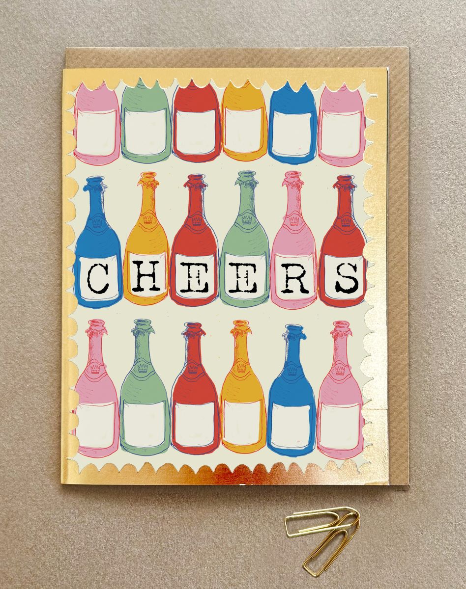 FP3449-Poet and Painter-Cheers Champagne Bottles-Card-Gala