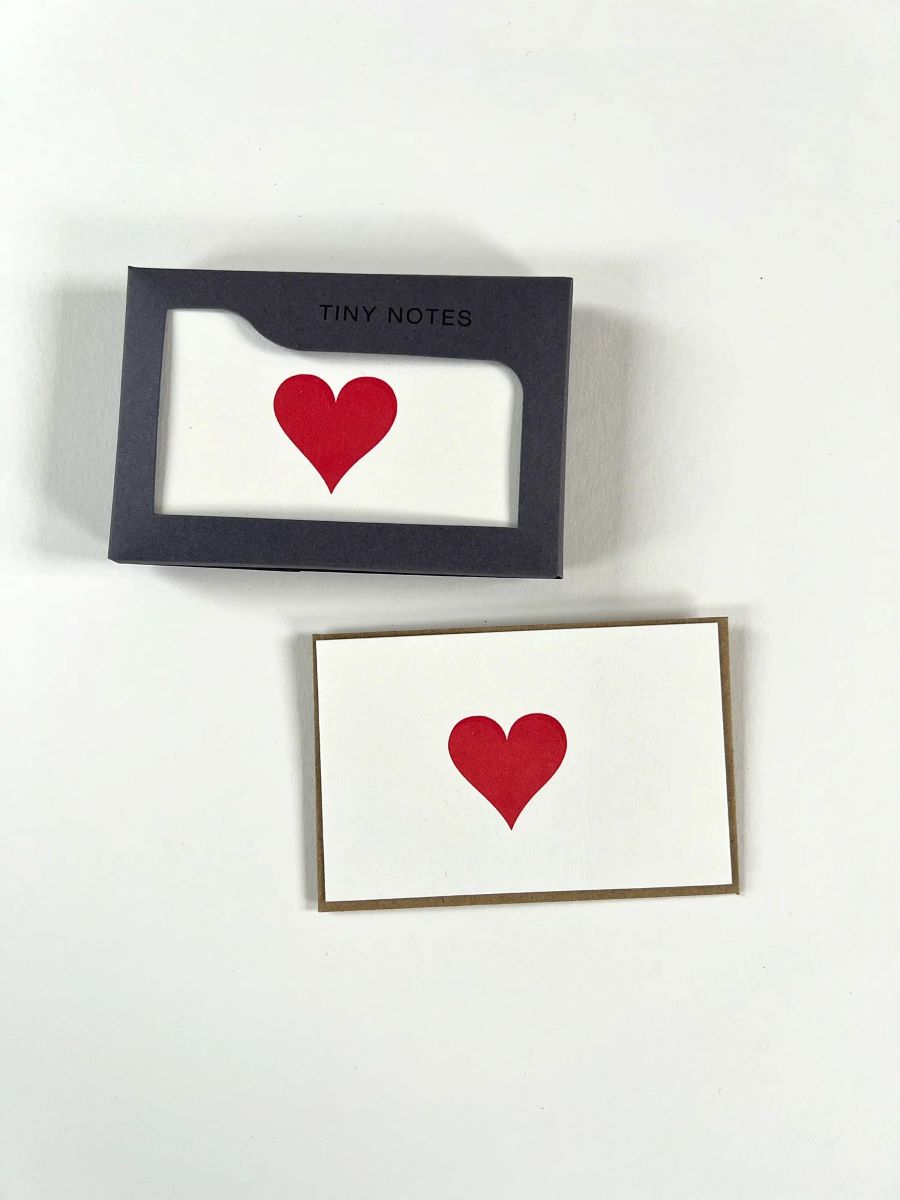 PITNB280-Penguin Ink-Red Heart Tiny Note Boxed Set 10 Cards & Envelopes-Boxed Cards-Boxed Tiny Notes