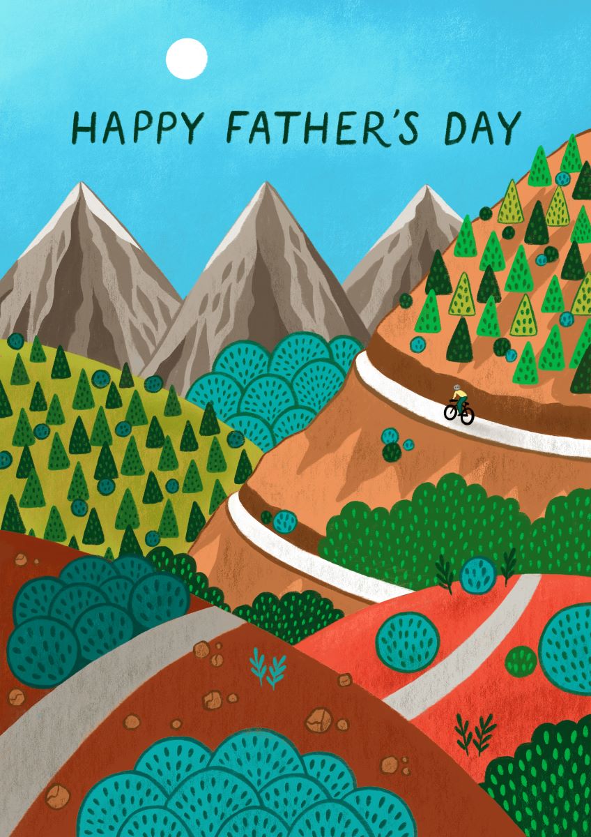 WHM008-Pear Tree-Cycling Father�S Day-Card-Whimsical Collection