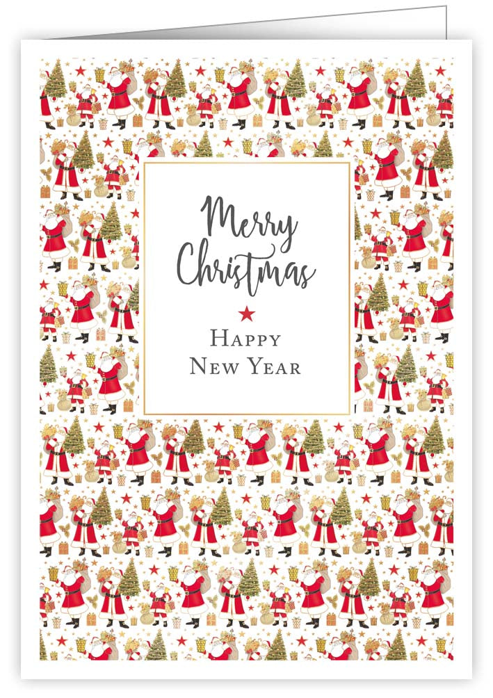 4785-Quire-Santas With Presents And Trees-Xmas Card-Mac Classic