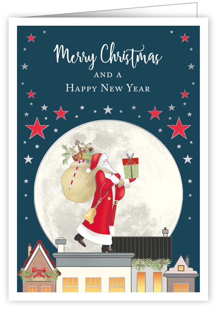 4793-Quire-Santa On Roof With Presents-Xmas Card-Mac Classic
