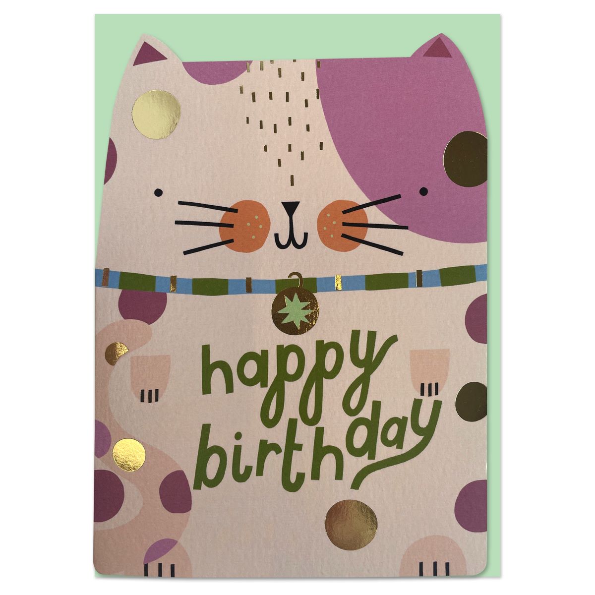 BRS001-Raspberry Blossom-Happy Birthday Cat-Card-Brightside