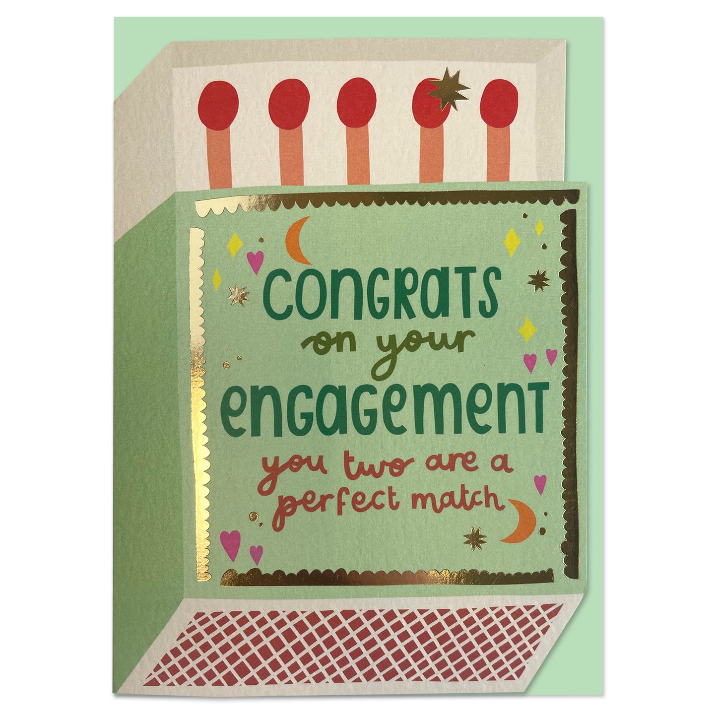BRS009-Raspberry Blossom-Congrats On Your Engagement Matchbox-Card-Brightside
