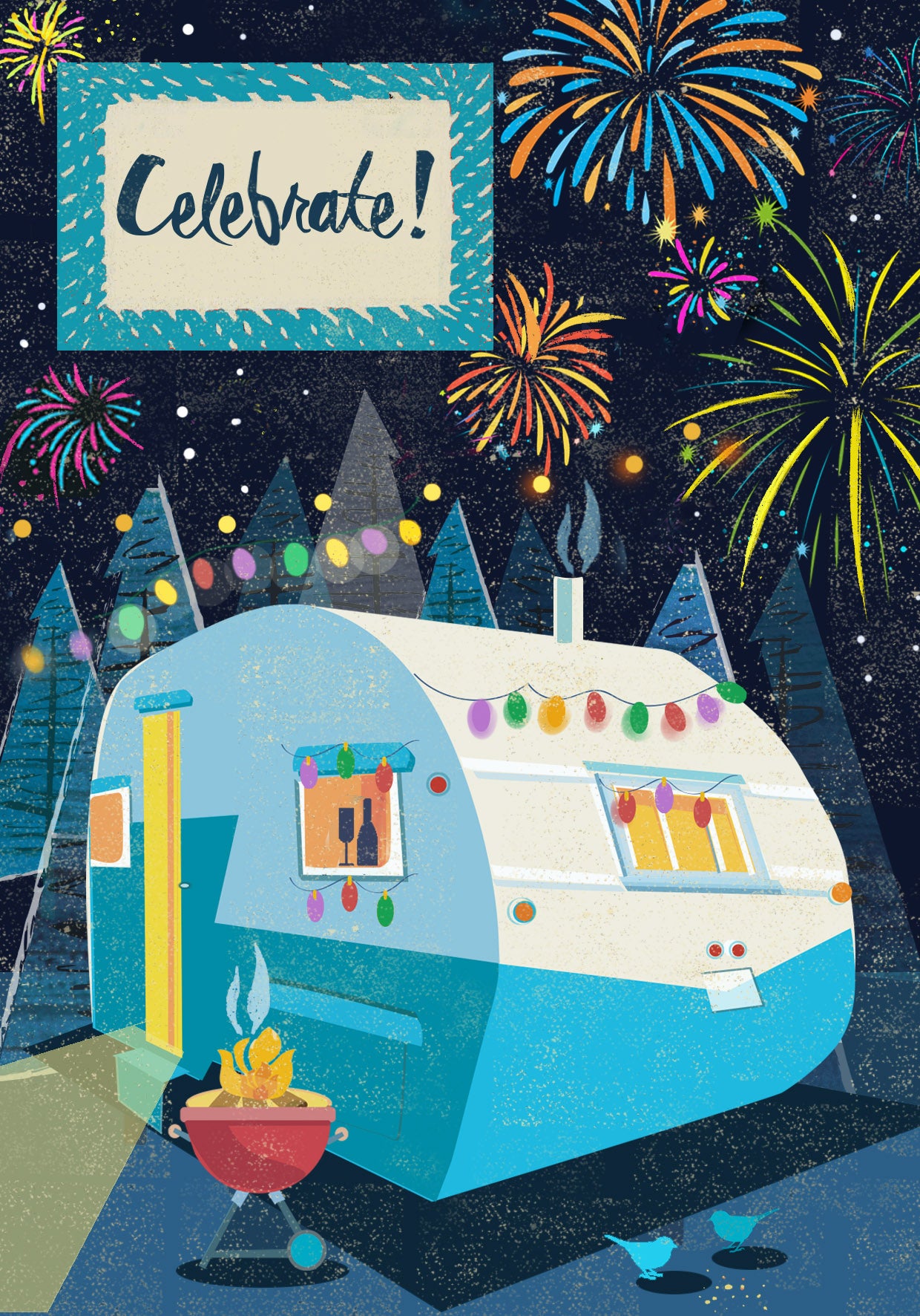 HV005-Rocket68-Celebrate Fireworks Caravan-Card-Happy Vans