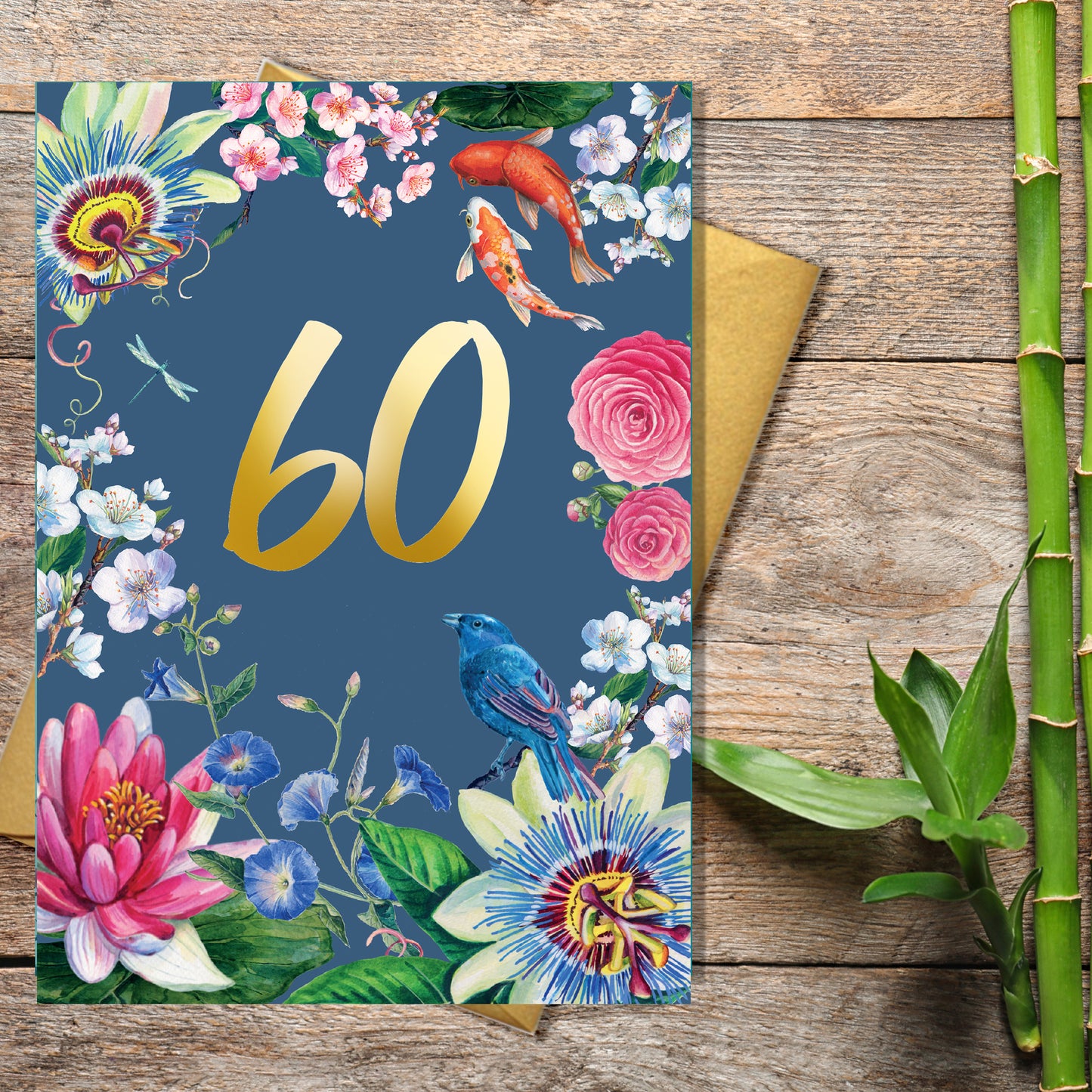 KIM019-Rocket68-60Th Birthday Floral-Card-Kimono
