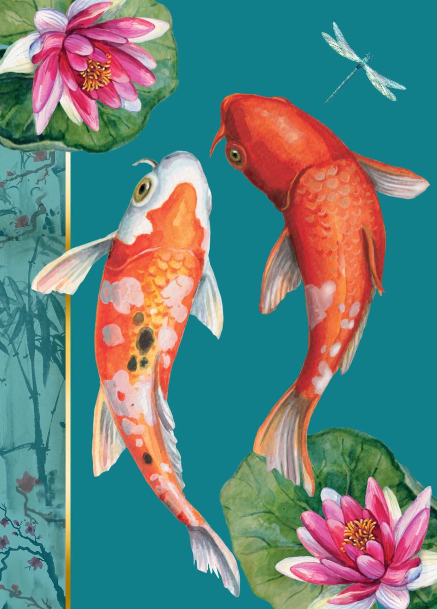 KIM027-Rocket68-Koi Carp & Lillies-Card-Kimono