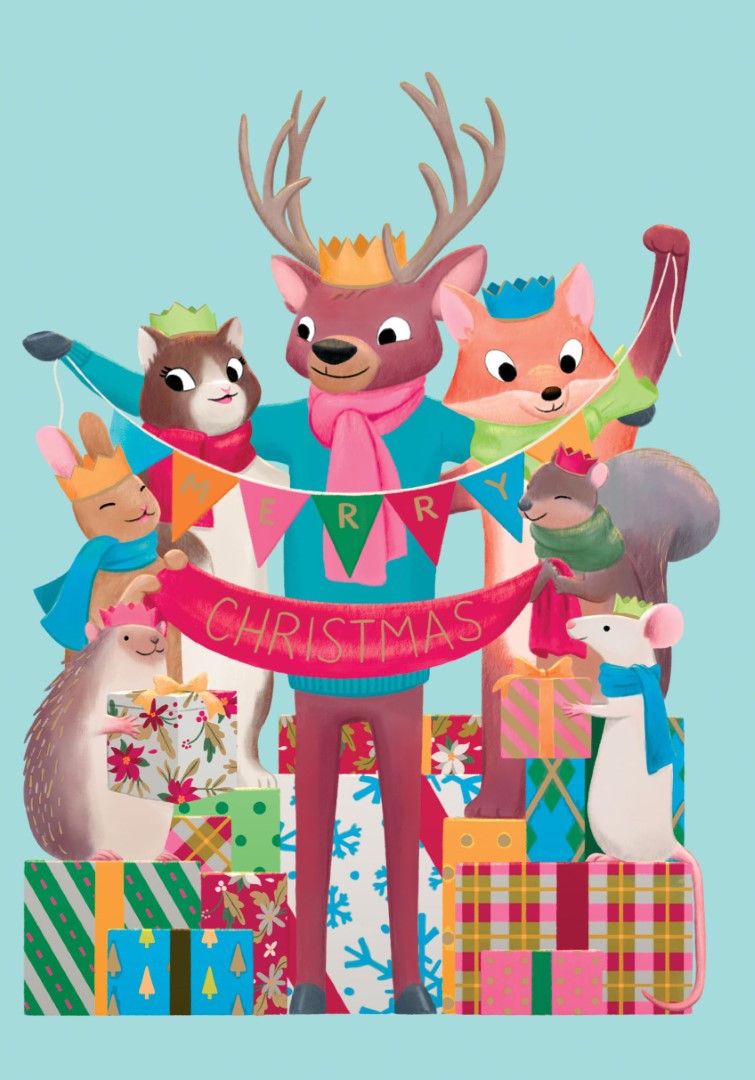 GCX1037-Roger La B-Creature Cheer-Xmas Card-