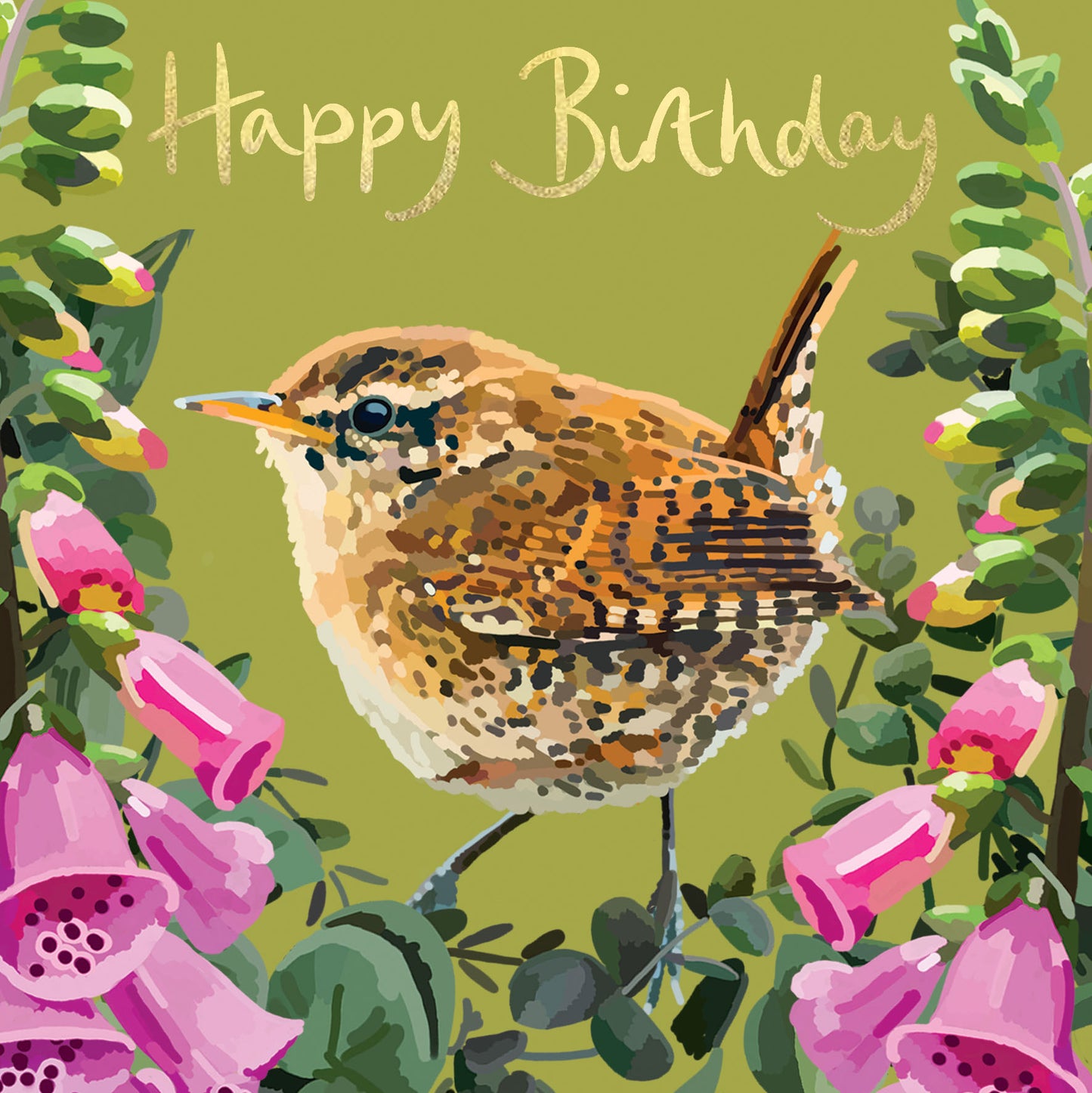 BB002-Sarah Kelleher-Happy Birthday Wren-Card-British Birds