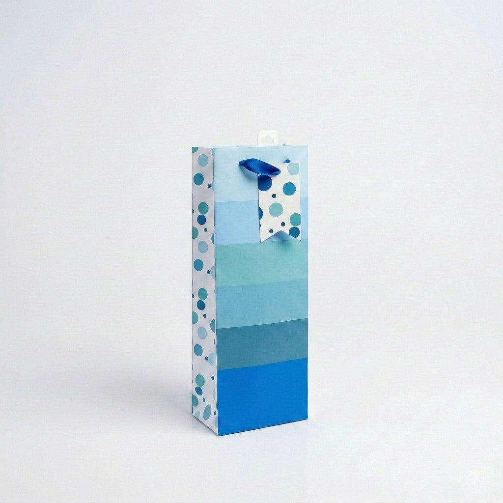 BB7416-Scarpa-Blue Rainbow And Spots Bottle Bag 355X85X130Mm-Gift Bag-
