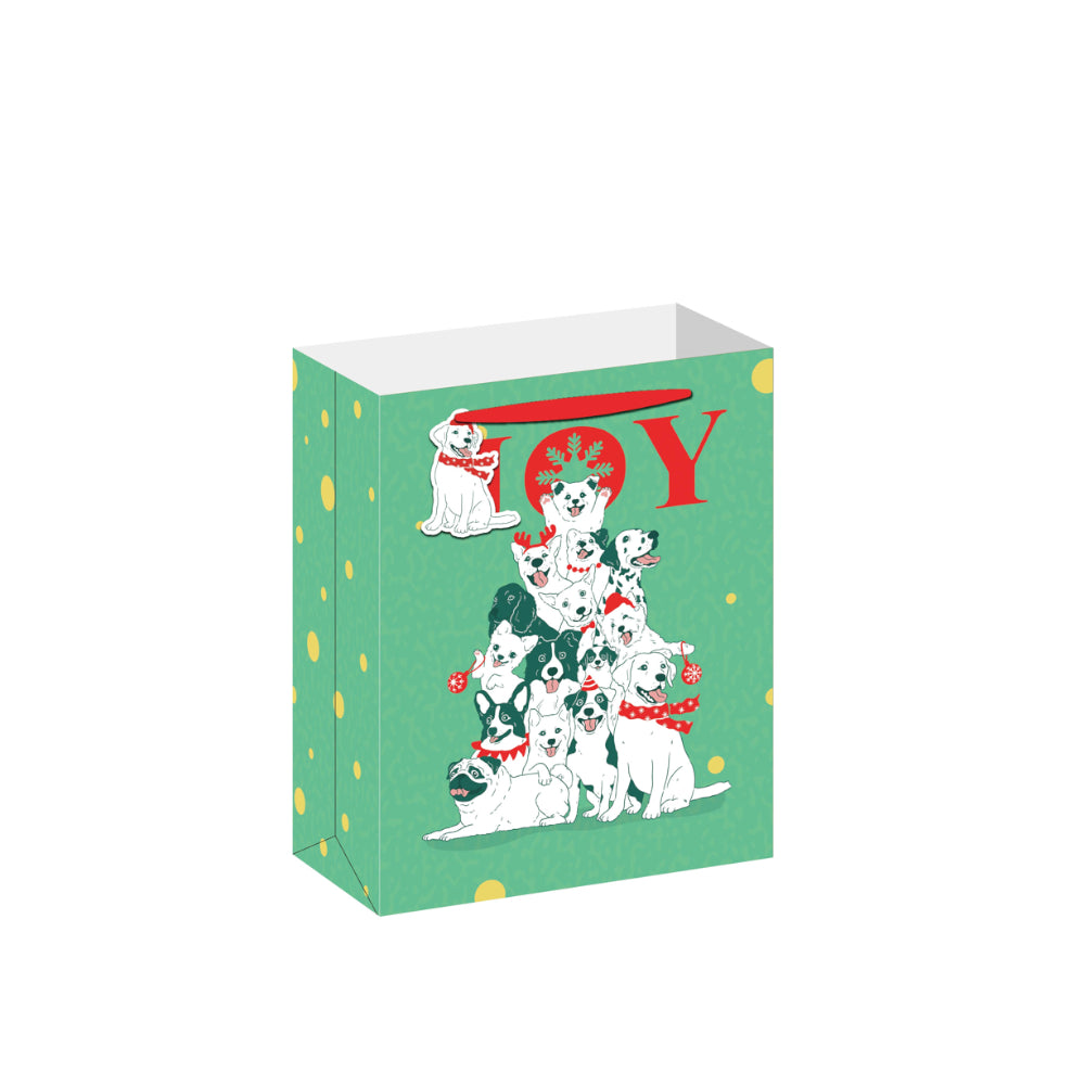 BSX5499-Scarpa-Festive Dogs Small Gift Bag 228X90X178Mm-Xmas Gift Bag-