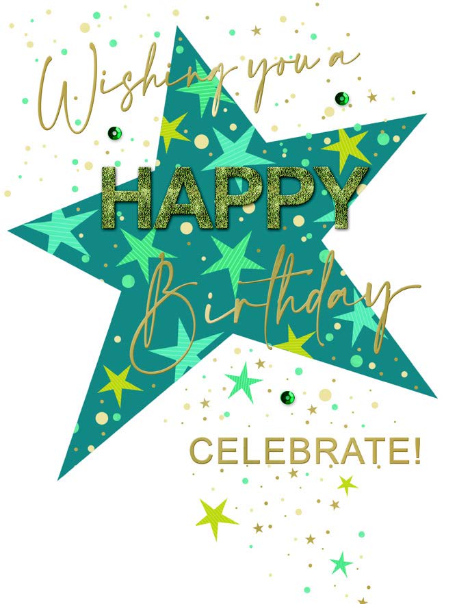 AO040-Second Nature-Happy Birthday Star-Xlcard-All For One - Tt - Xl