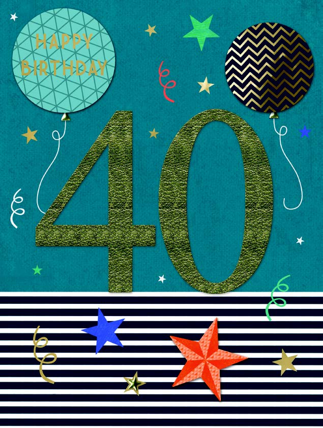 AO054-Second Nature-40Th Balloons & Stars-Xlcard-All For One - Tt - Xl