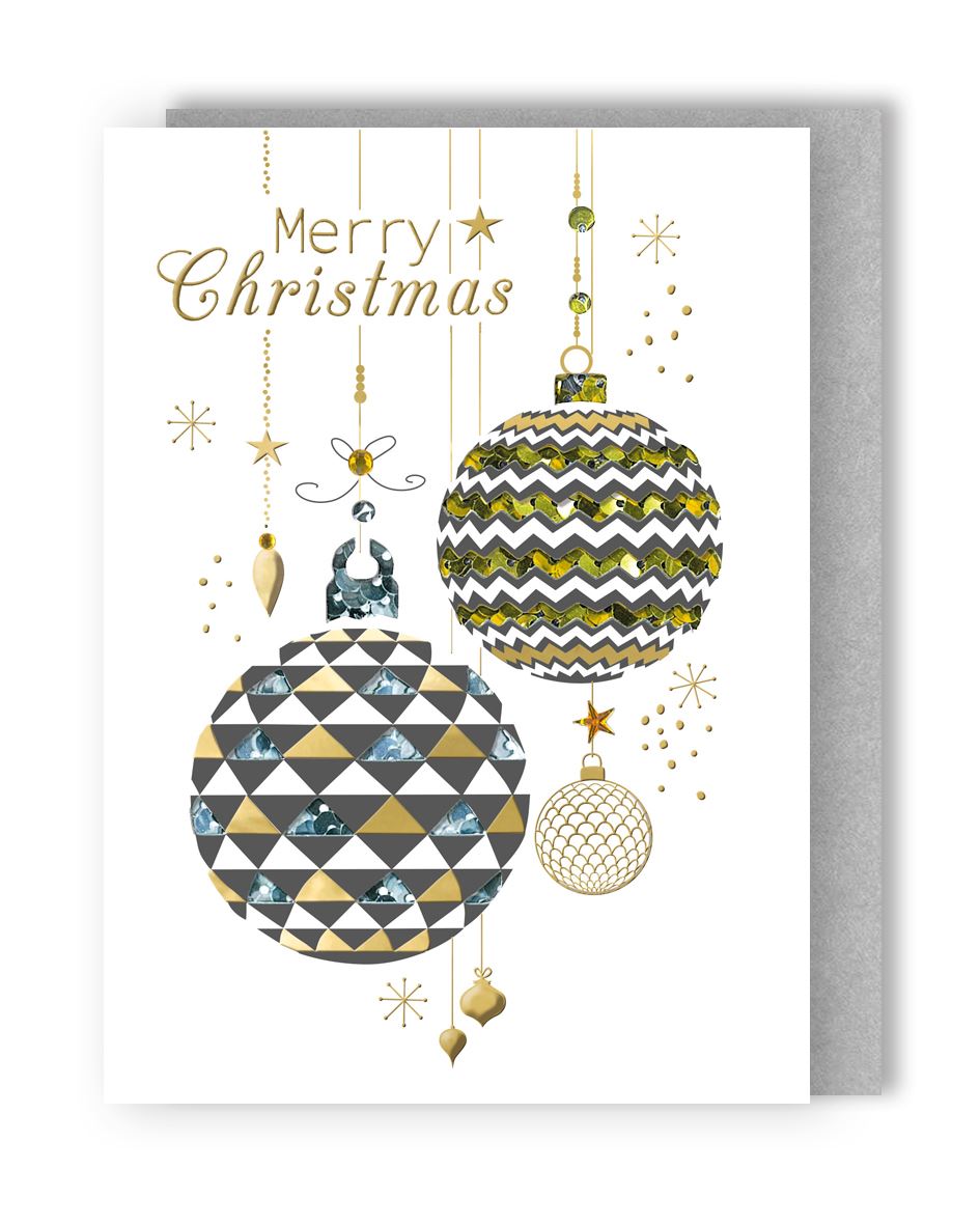 BXW001-Second Nature-Two Baubles 5Pck-Xmas Card Pack-Winter Glow
