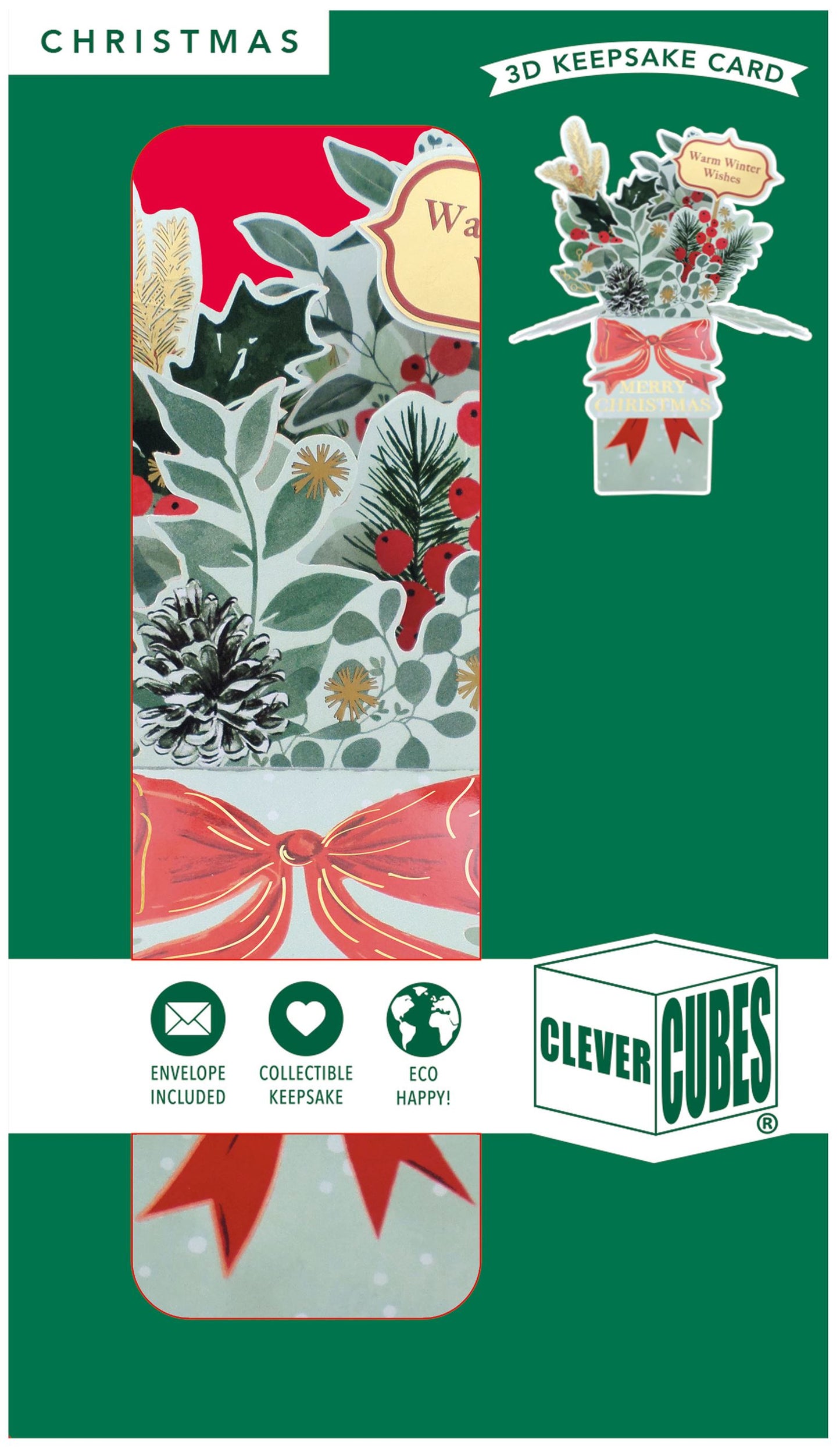XCU009-Second Nature-Winter Foliage 3D-Xmas Card-Clever Cubes