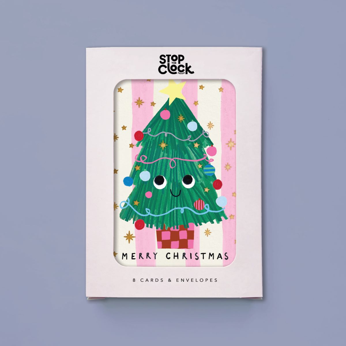 ICB046-Stop The Clock-Merry Christmas Tree-Xmas Card Pack-It'S Christmas - 8 Packs