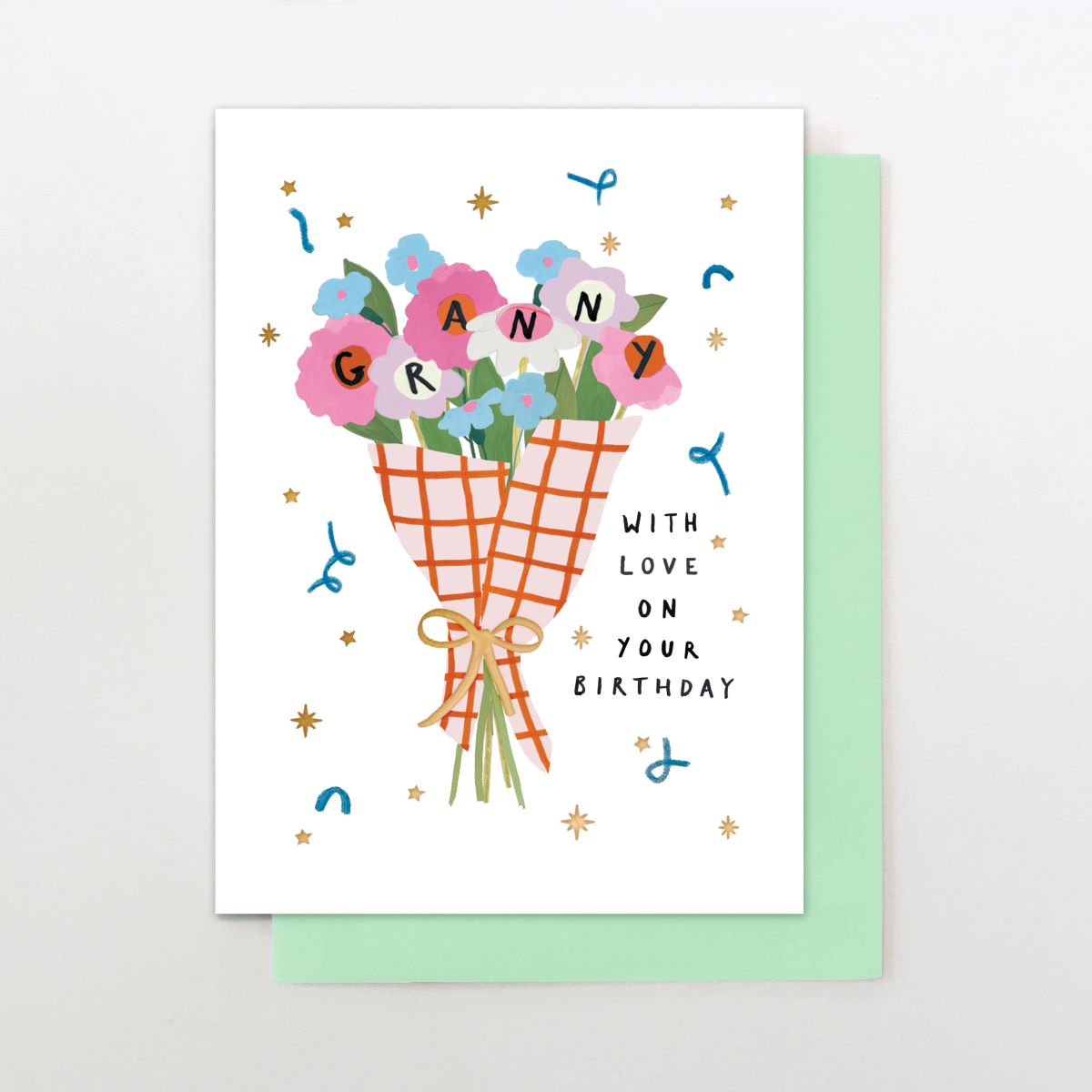 M051-Stop The Clock-Granny With Love Flowers-Card-Moments