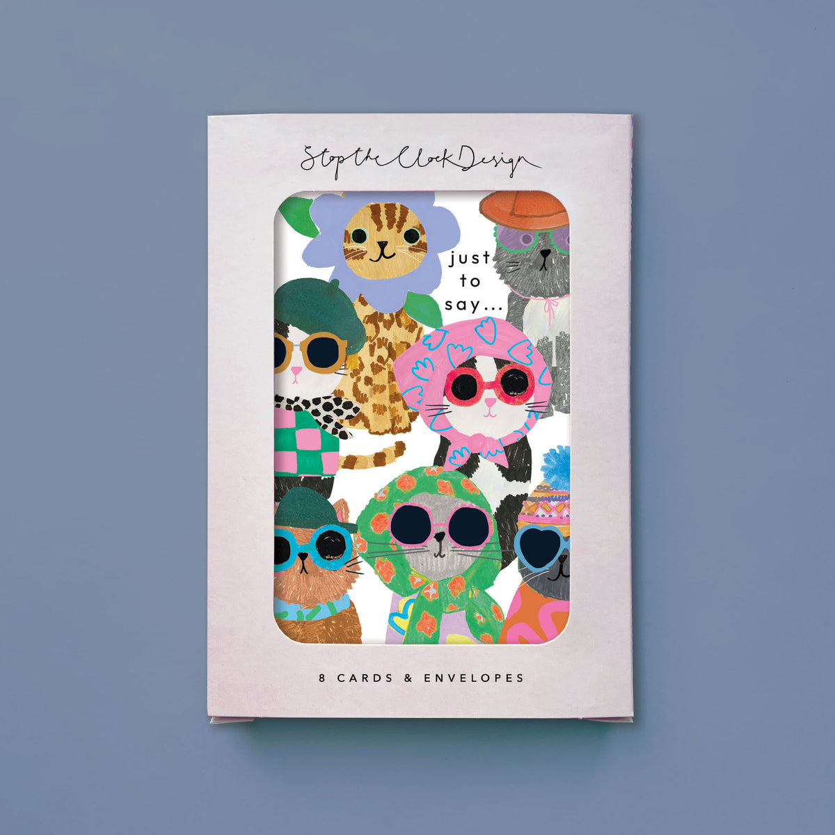 NC037-Stop The Clock-Cats In Hats-Card Pack-Notecards