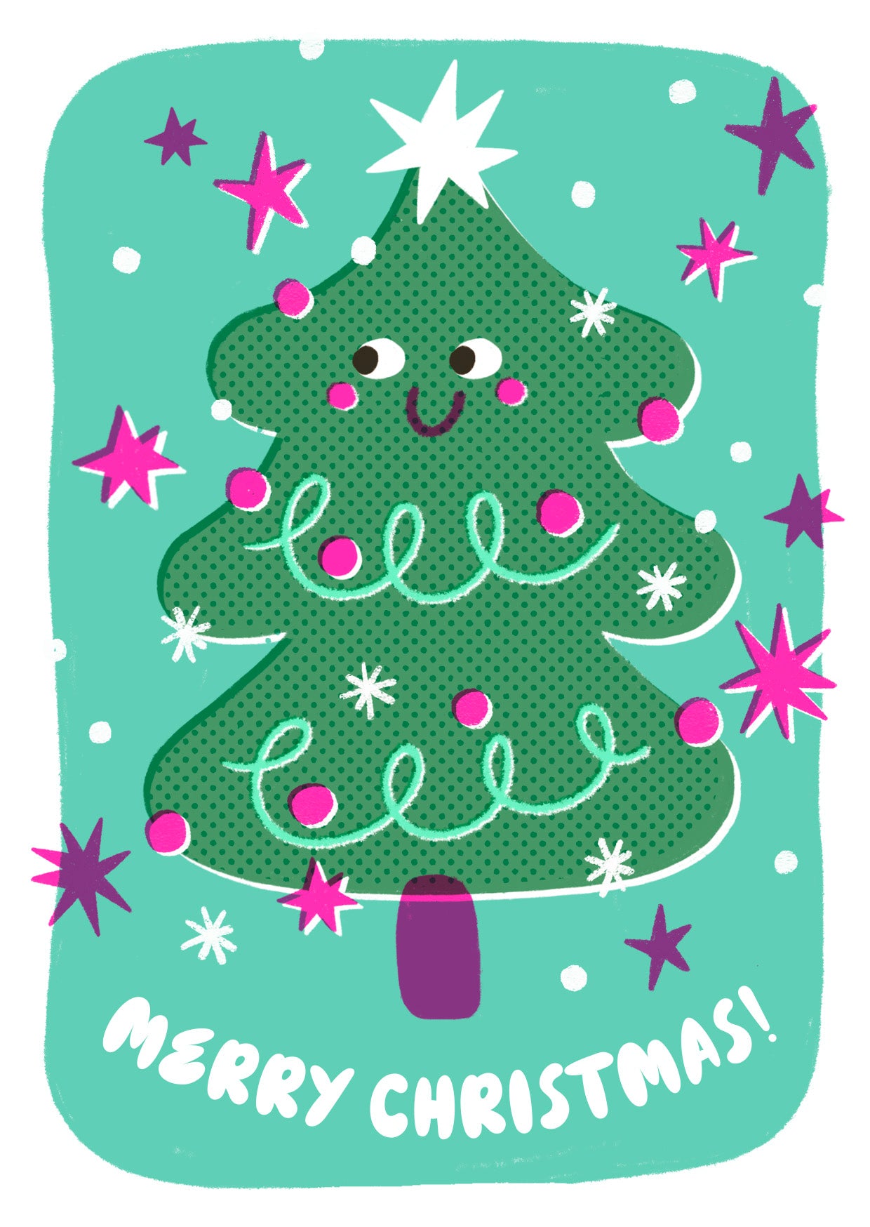 P&P065-Stormy Knight-Snowy Xmas Tree-Xmas Card-Pressed & Posted