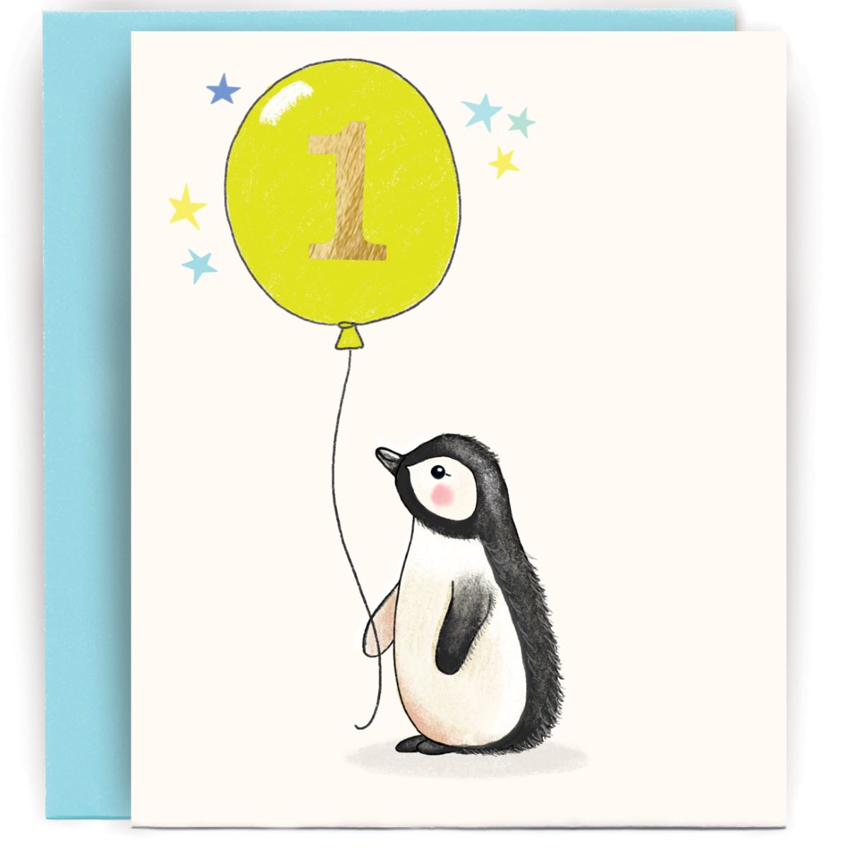 AGEB01-Susan O'Hanlon-Baby Penguin And Balloon 1 Boy-Card-Sketch