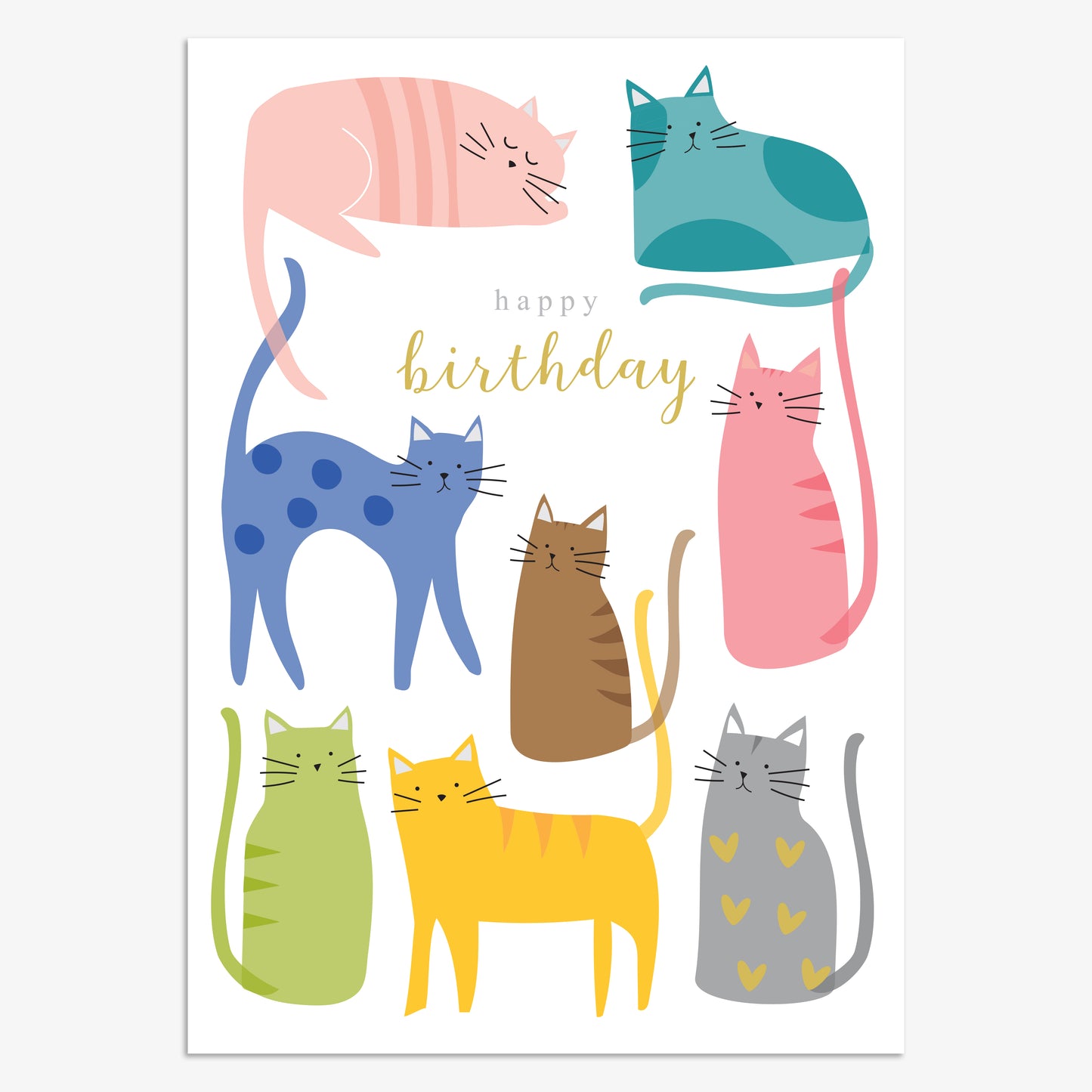 OJ028-Think of Me-Happy Birthday Cats-Card-Overjoyed