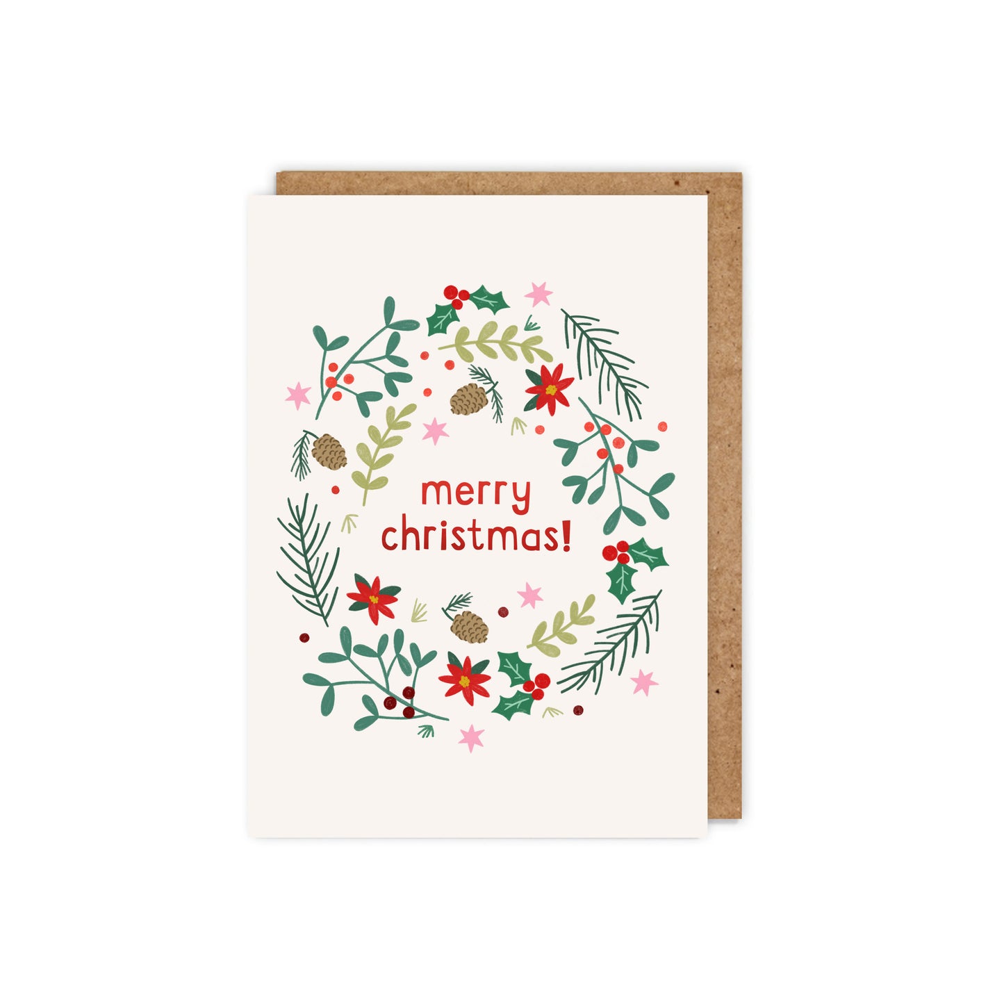 X002-Zoe Spry-Merry Christmas Wreath-Xmas Card-Flora