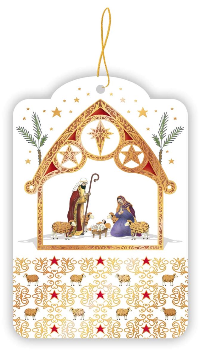 860-Quire-Nativity Scene-Xmas Gift Tags-5 Pk