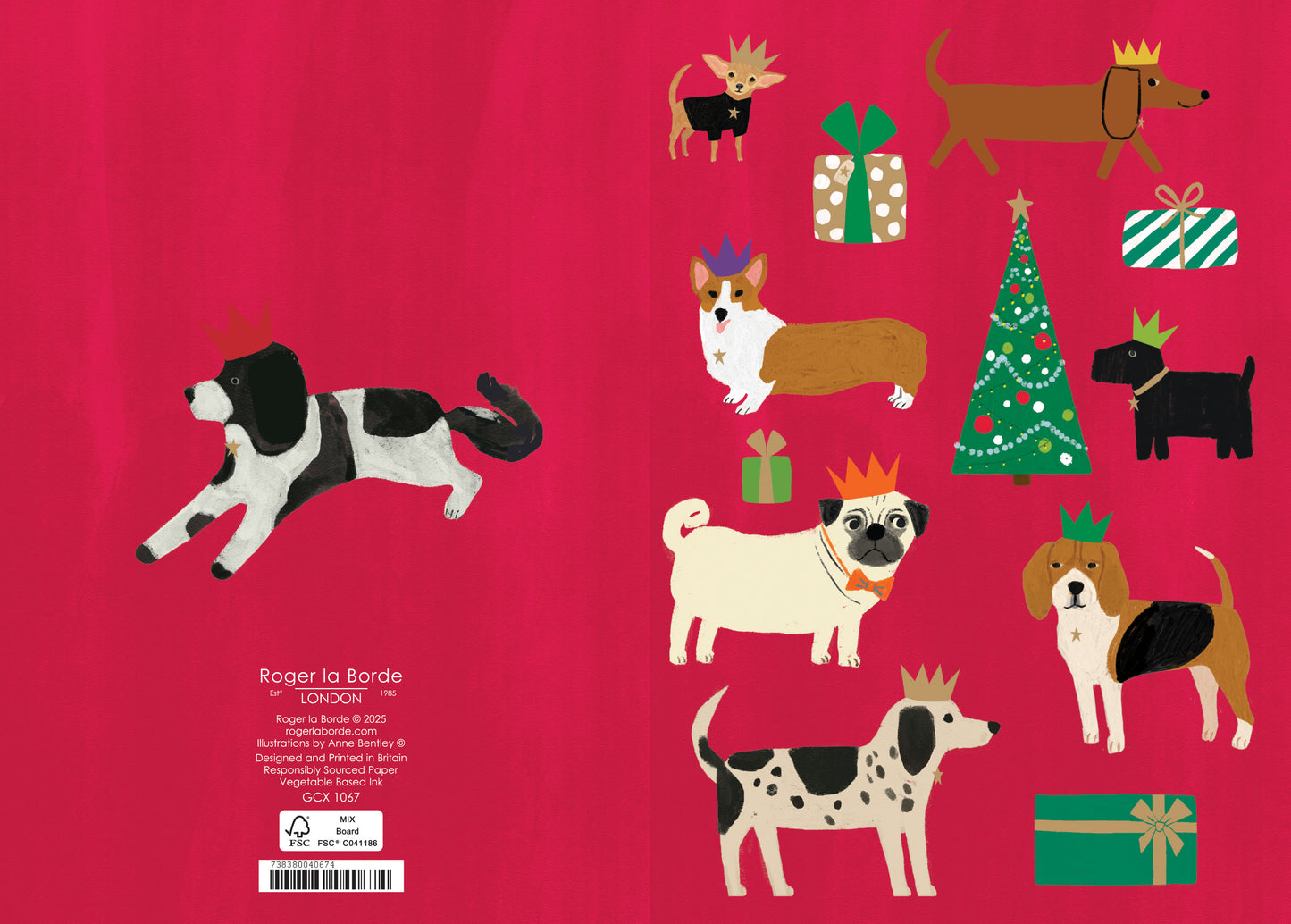 GCX1067-Roger La B-Chouchou Chien Greeting Card Single-Xmas Card-Standard Card