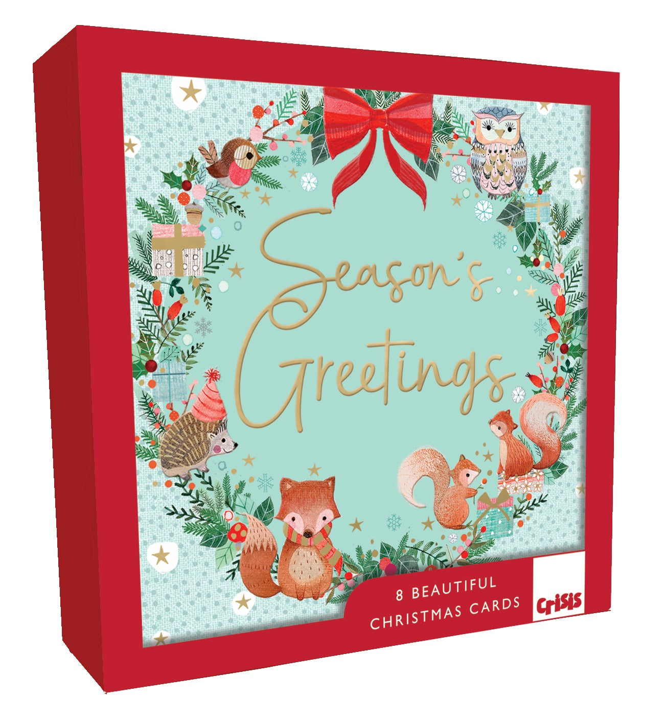 XCR035-Second Nature-Seasons Greeting 8Pck Single Design-Xmas Card Pack-Crisis Boxed Cards
