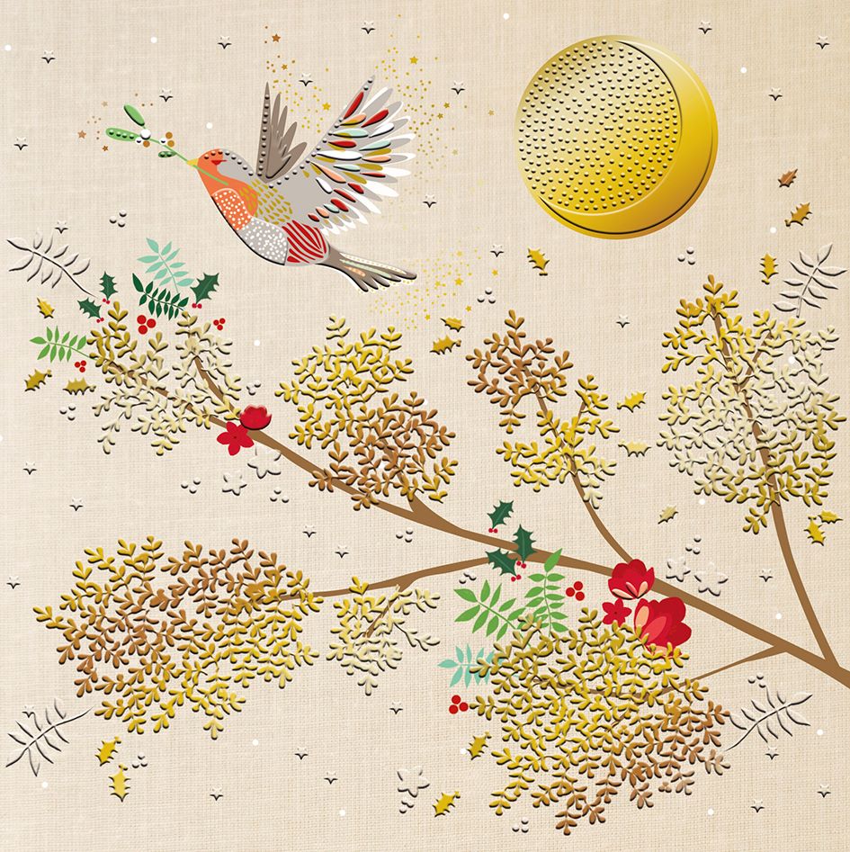 9695400060-Editions du Desastre-Bird Gold Moon-Xmas Card-Lumiere D'Hiver