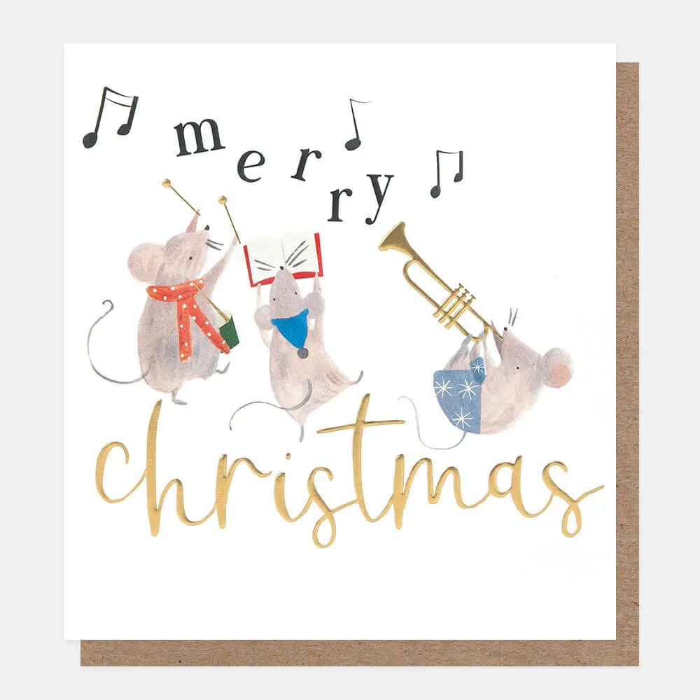 PNT621-Caroline G-Merry Christmas Musical Mice-Xmas Card Pack-8 Pack 1 Design