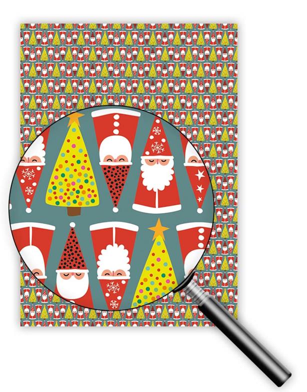 8698-Quire-Trees And Santas-Xmas Wrap-Christmas Wrapping Paper