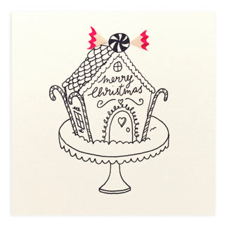 (214)PSC-CGH-Ruth Jackson-Christmas Gingerbread House-Xmas Card-Pencil Shavings