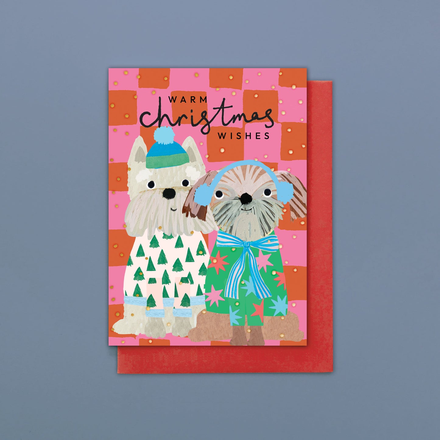 HLC050-Stop The Clock-Card Pack Of 8- Warm Christmas Dogs-Xmas Card Pack-Happy Little Christmas Pack