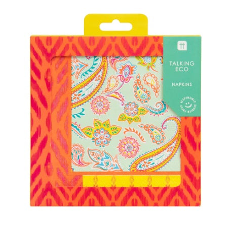 BOHO-NAPKIN-PAIS-Ttables-Boho Paisley 20Pk Recyclable Paper Napkin-Napkin-