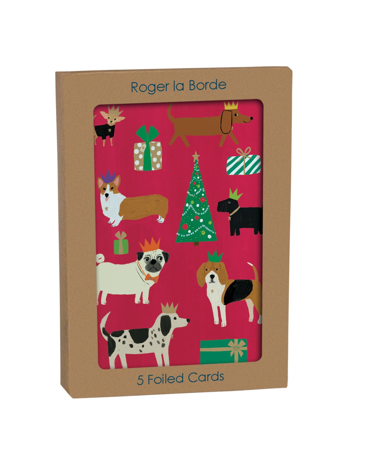 GCX1067P-Roger La B-Chouchou Chien Greeting Card 5 Pack-Xmas Card Pack-Standard Card