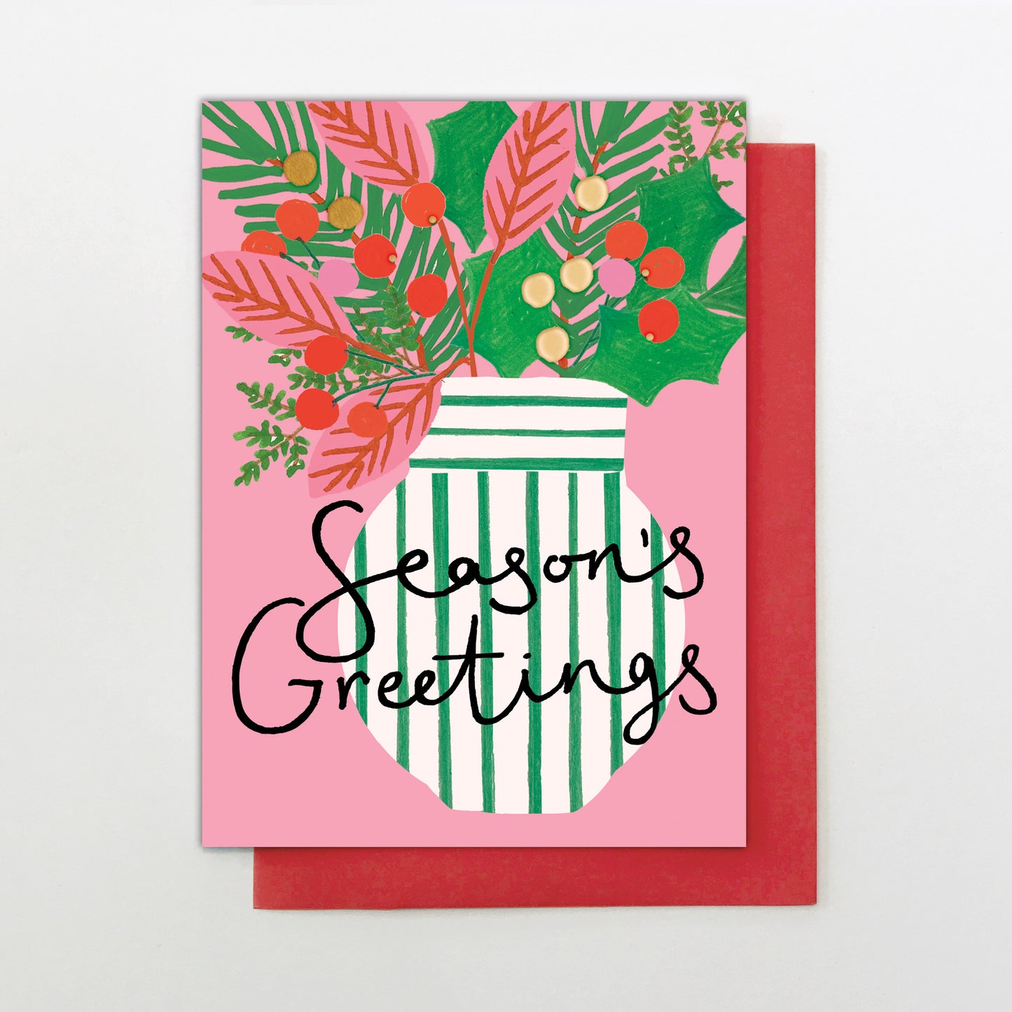 HC016-Stop The Clock-Card- Christmas Vase-Xmas Card-Happy Christmas