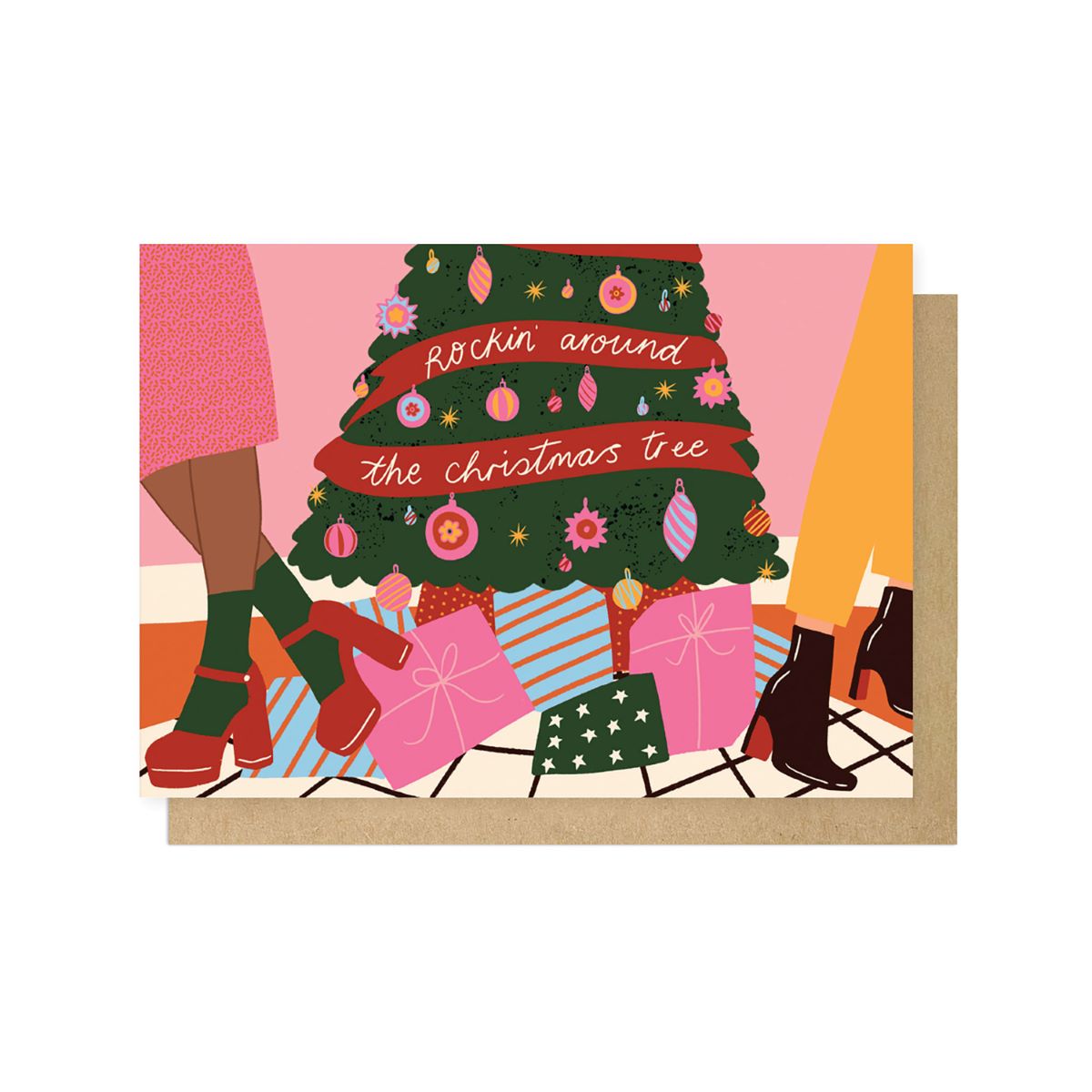 EMMLUP029C-East End Prints-Rockin Around The Christmas Tree-Xmas Card-Emmy Lupin