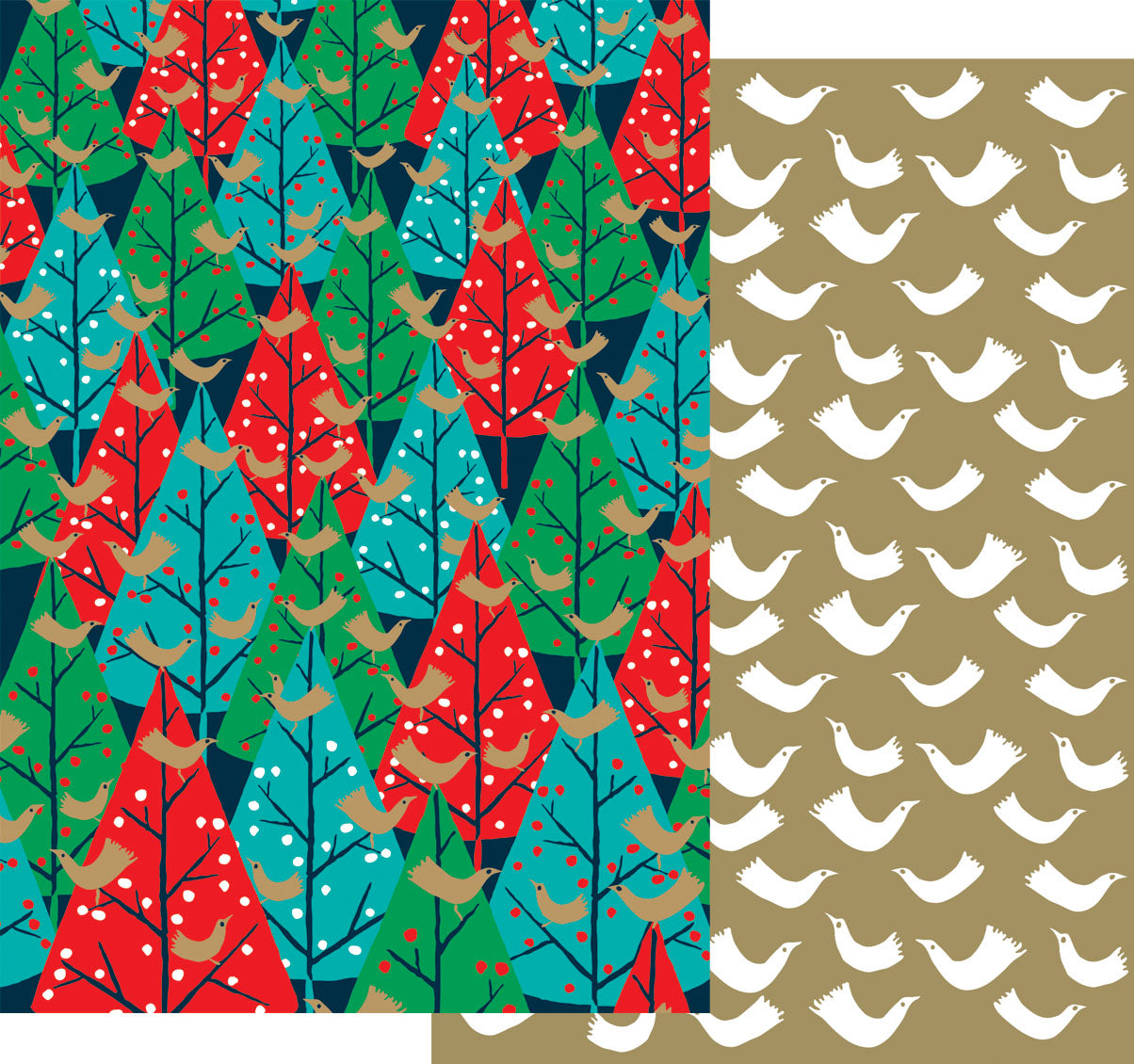 GWX232-Roger La B-Brilliant Birds Reversible Wrap Single-Xmas Wrap-Brilliant Birds