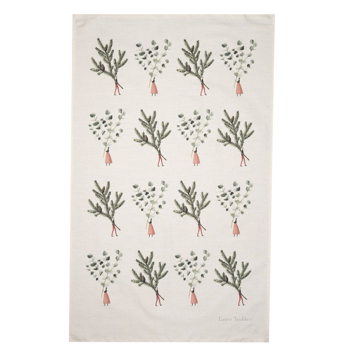 HC039-Laura Stoddart-Spruce & Eucalyptus-Xmas Tea Towel-Christmas Tea Towel