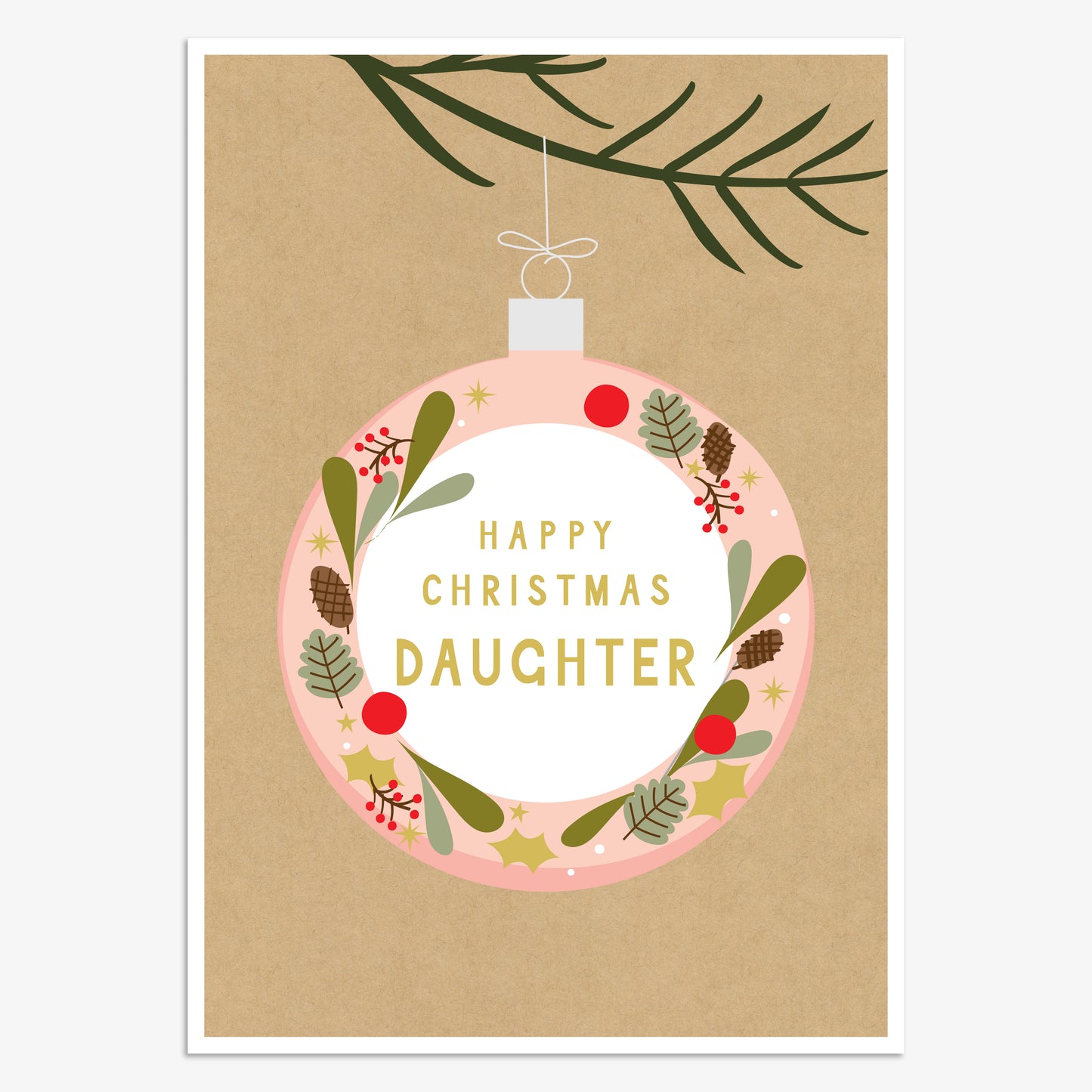 HJX006-Think of Me-Daughter-Xmas Card-Holly Jolly