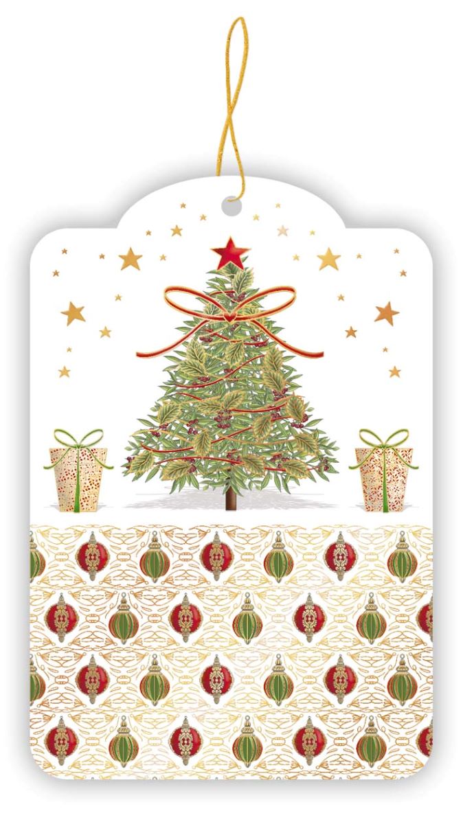 863-Quire-Christmas Tree With Presents-Xmas Gift Tags-5 Pk