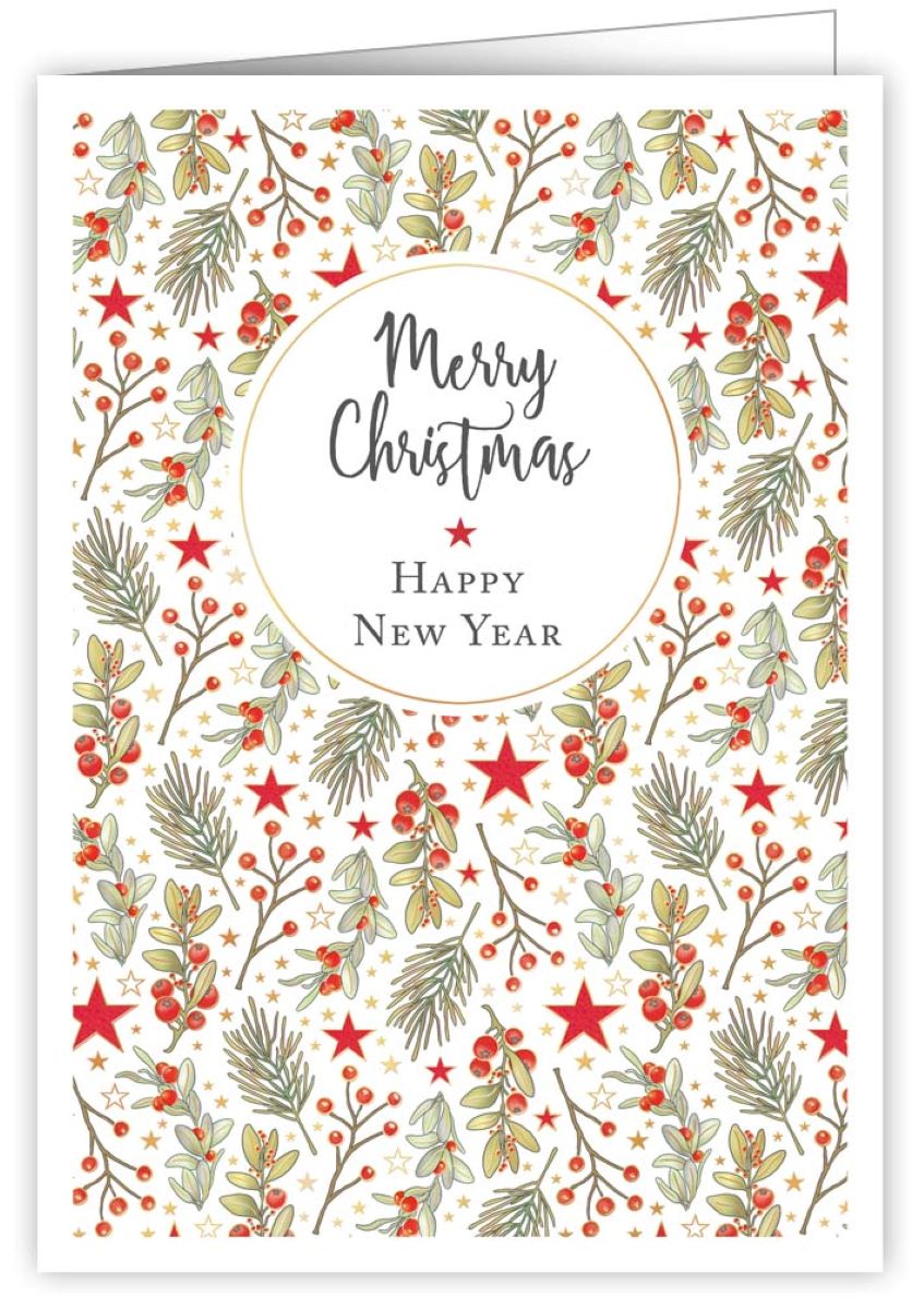 4773-Quire-Mistletoes And Red Stars-Xmas Card-Mac Classic