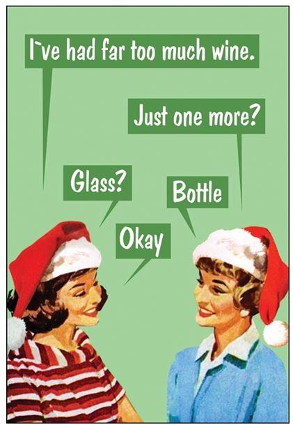 XBC18-Kiss Me Kwik-Too Much Wine-Xmas Card-