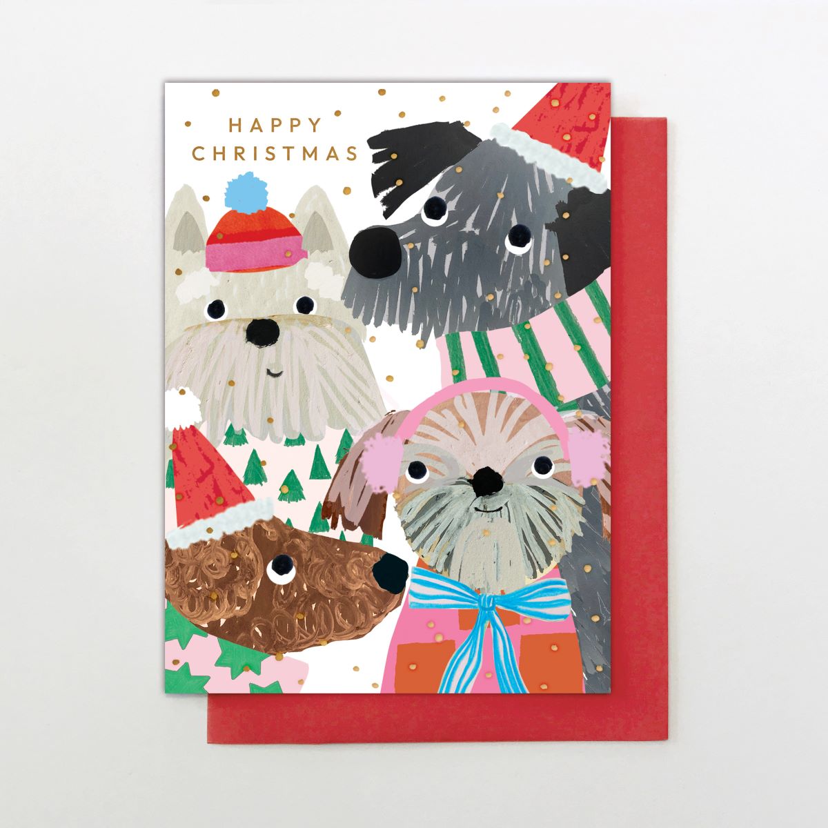 HC006-Stop The Clock-Card- Dogs In The Snow-Xmas Card-Happy Christmas