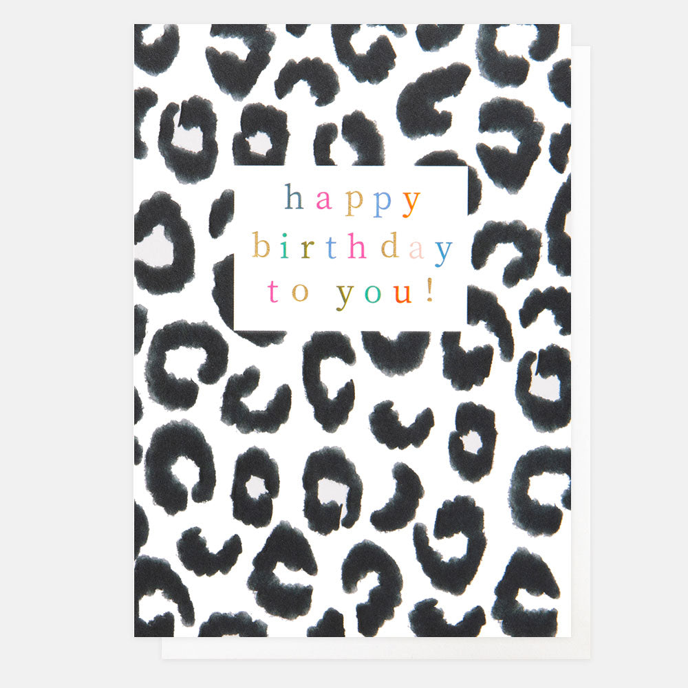 PWK006-Caroline G-Mono Leopard�Happy Birthday�To You-Card-Pattern Work
