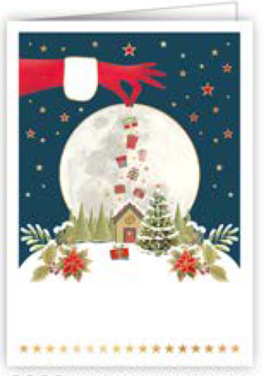 6999-Quire-Mrs Santa Sprinkling Presents-Xmas Mini Card-Mac Classic
