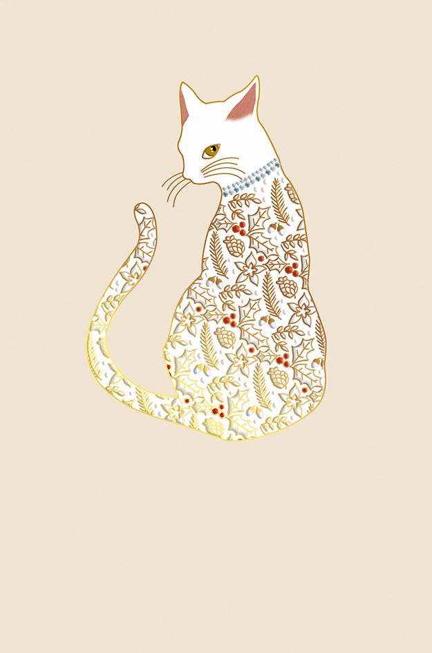 9982800071-Editions du Desastre-White Cat-Xmas Card-Icones