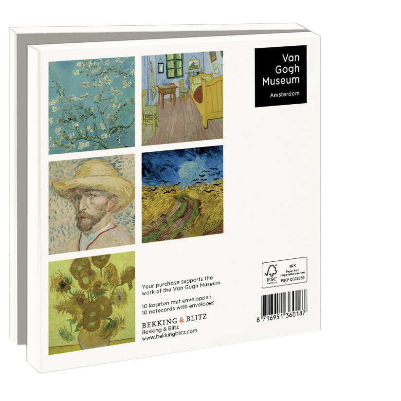WMC1165-Bekking & Blitz-Vincent Van Gogh - Masterpieces Van Gogh Museum-10 Notecards With Envelopes Various Designs-Notewallet-